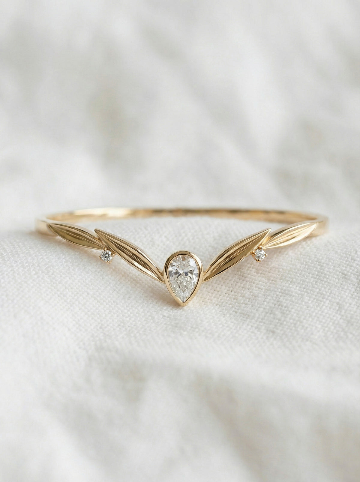 14K Gold Pear Diamond Engagement Ring