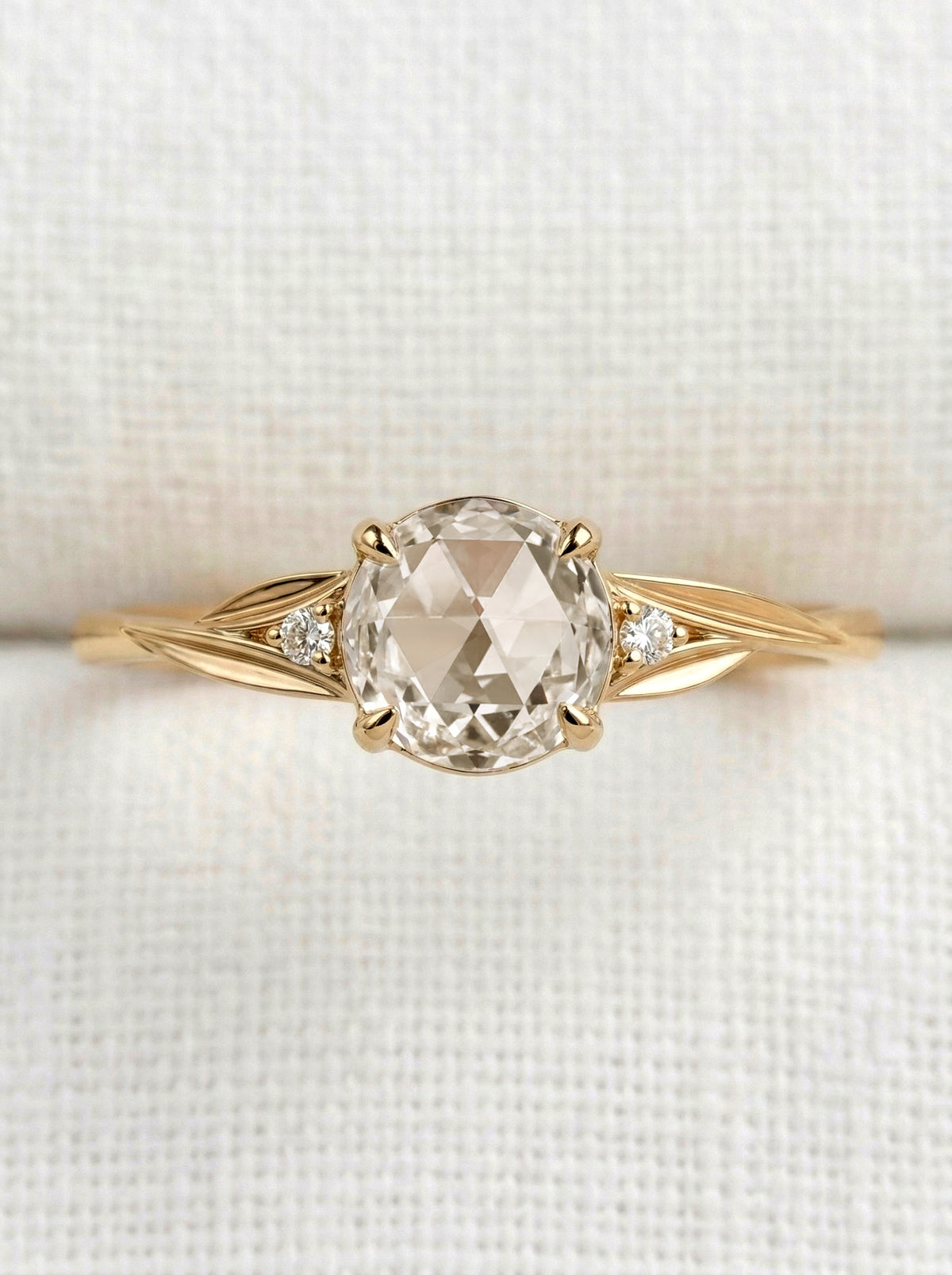 14K Gold Rose Cut Diamond Engagement Ring