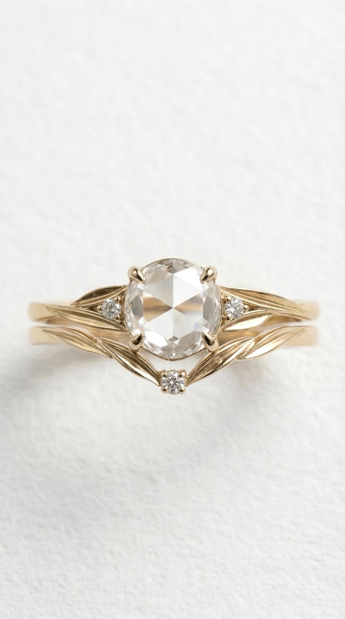 14K Gold Rose Cut Diamond Engagement Ring