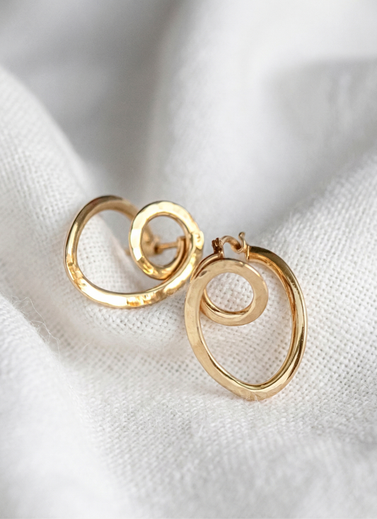 14K Gold Swirl Hoop Earrings