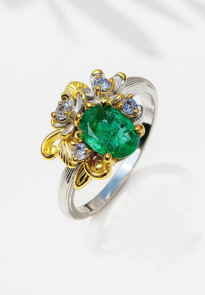 14K Solid Gold Emerald Ring, main product image