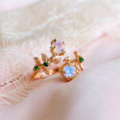 14K Solid Gold Moonstone Ring, side view