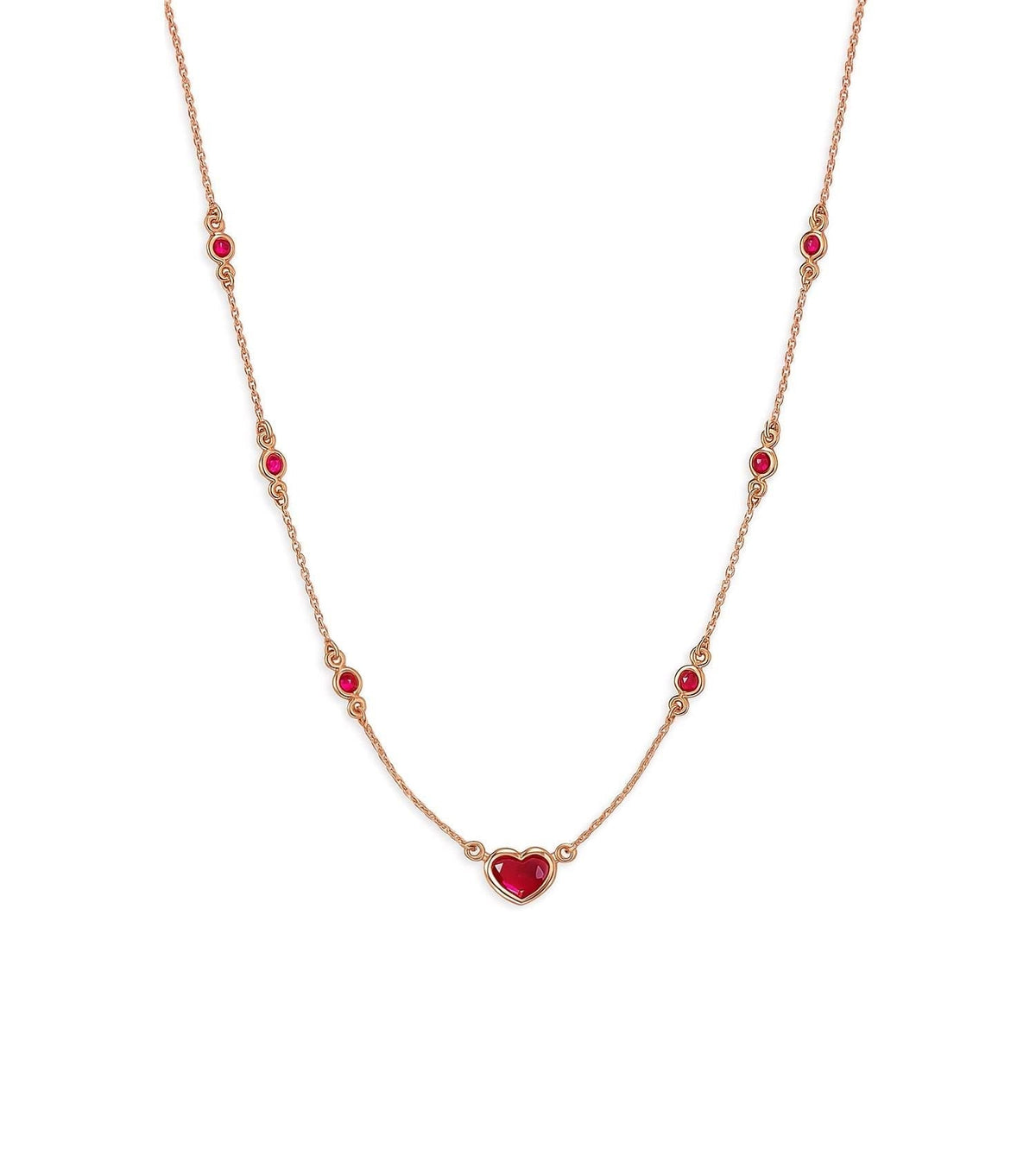14K Solid Gold Ruby Heart Necklace, main product image