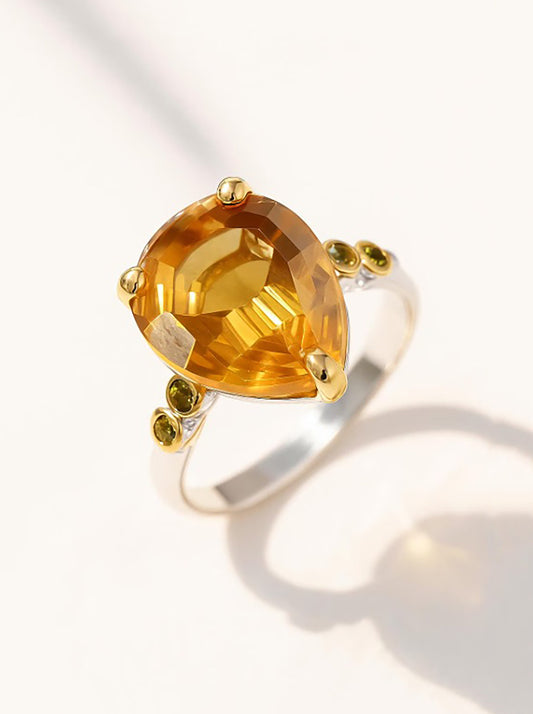 925 Sterling Silver Citrine Quartz Ring