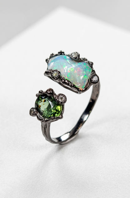 925 Sterling Silver Green Tourmaline Opal Ring, main product image