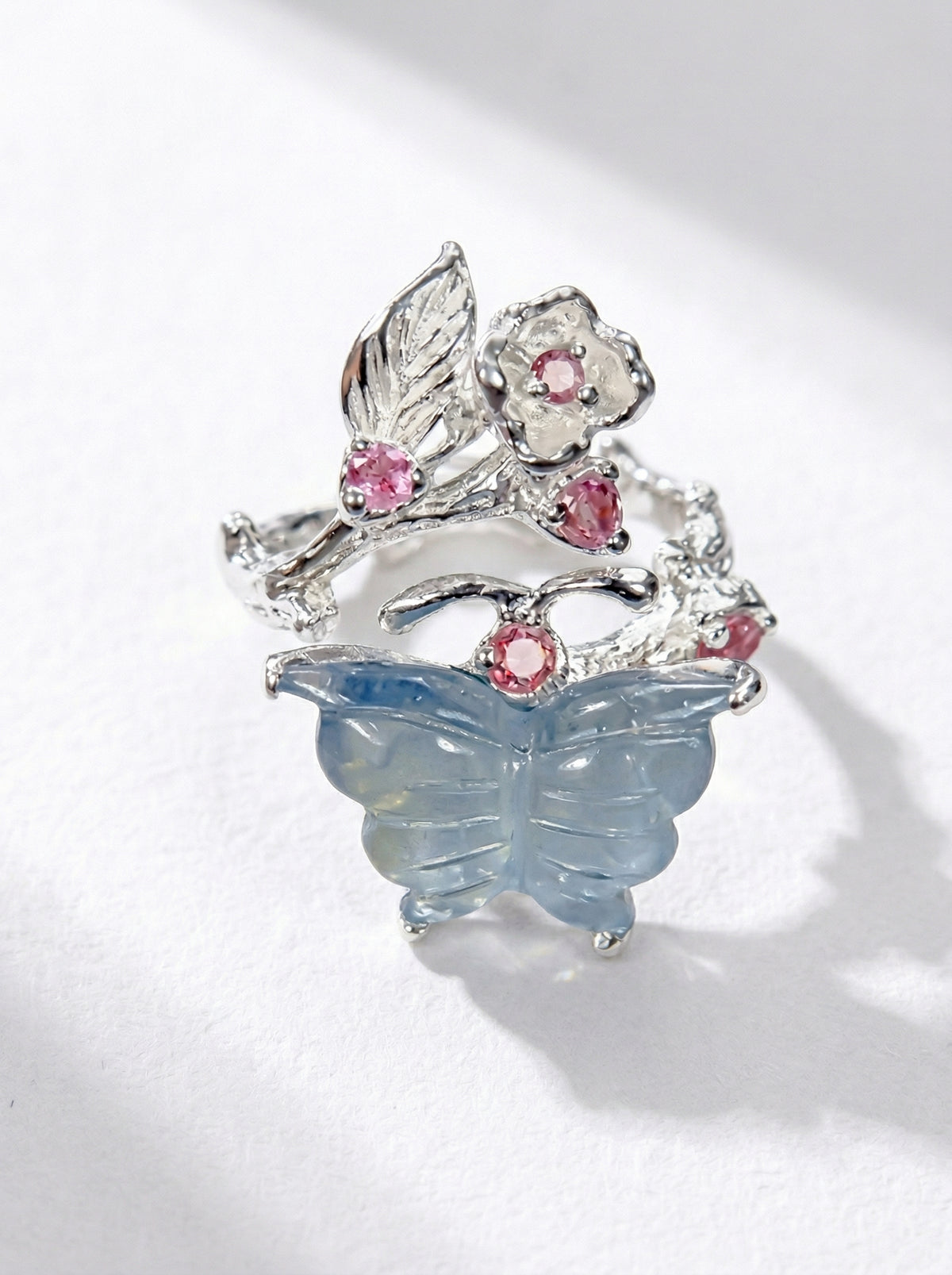 925 Sterling Silver Aquamarine Butterfly Ring, main product image