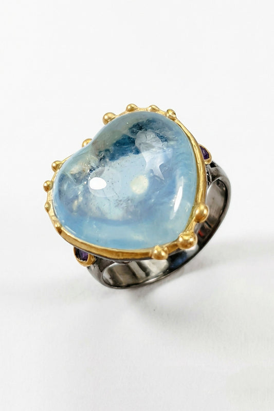 925 Sterling Silver Blue Heart Aquamarine Ring, main product image