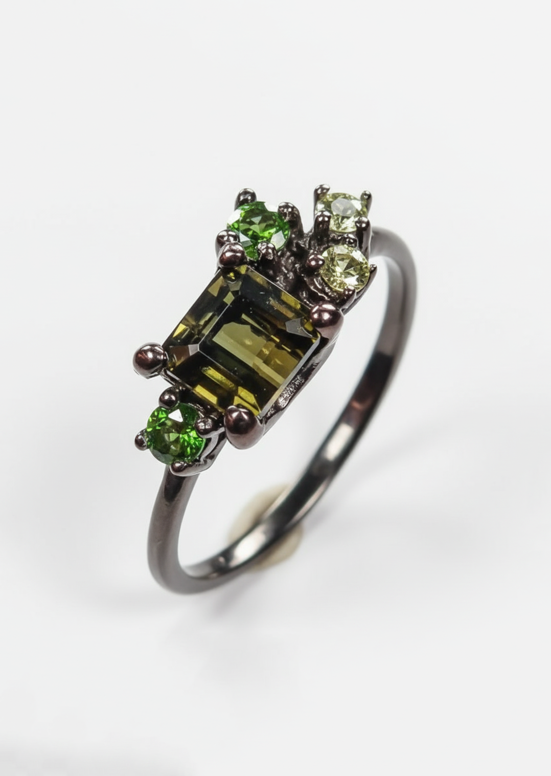 925 Sterling Silver Baguette Tourmaline Ring, additional angle