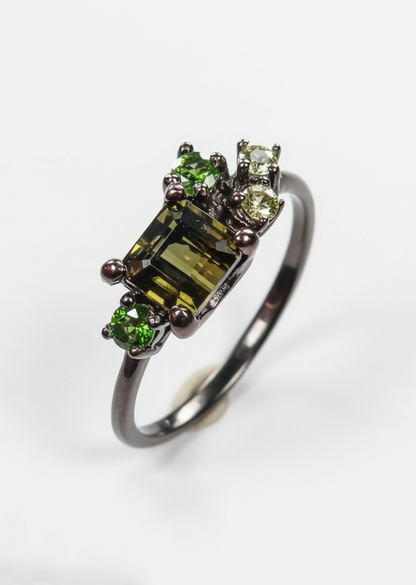 925 Sterling Silver Baguette Tourmaline Ring, additional angle