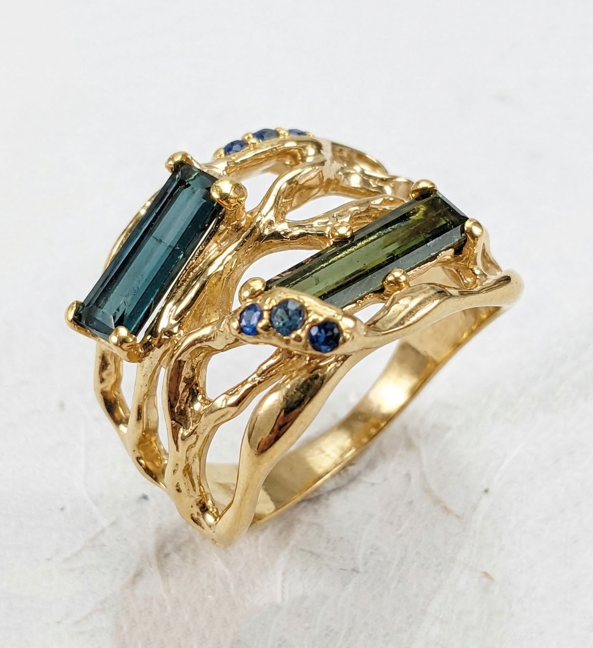 925 Sterling Silver Toi Et Moi Tourmaline Ring, setting detail