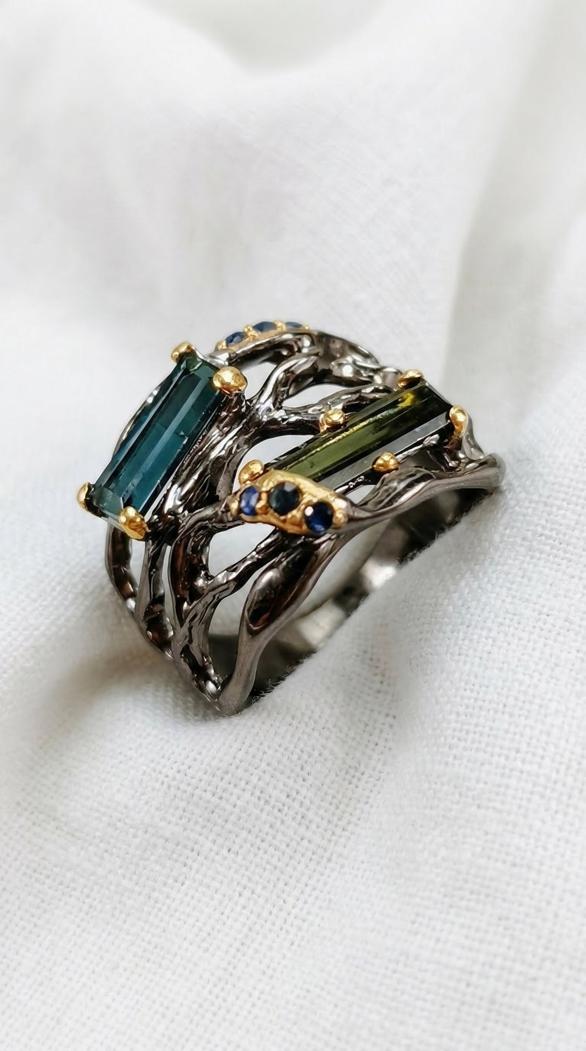 925 Sterling Silver Toi Et Moi Tourmaline Ring, additional angle