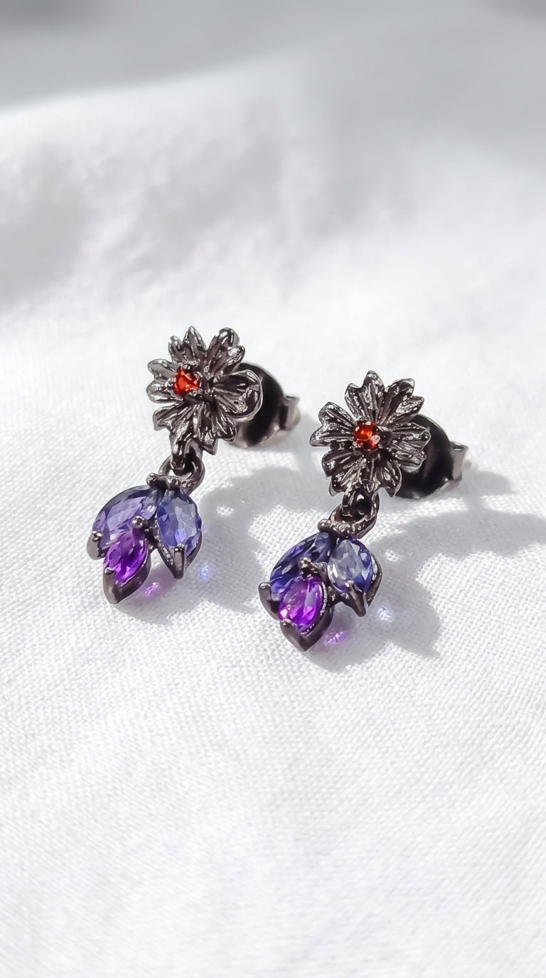 925 Silver Blue Iolite Earrings, alternate angle