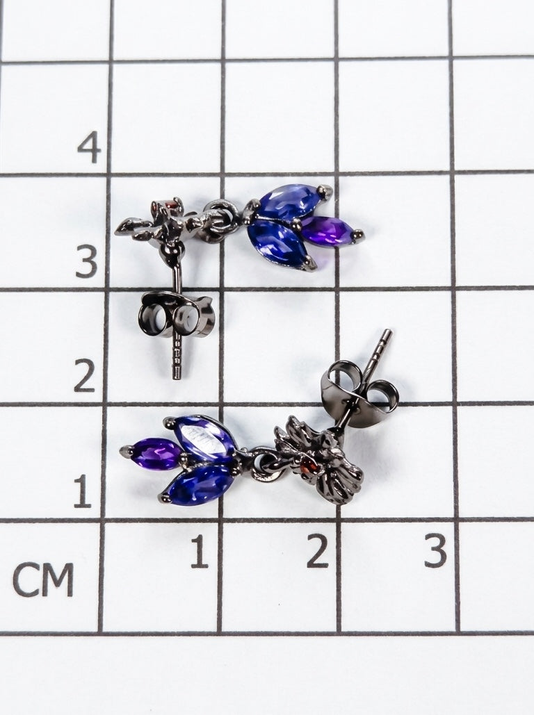925 Silver Blue Iolite Earrings, close-up detail