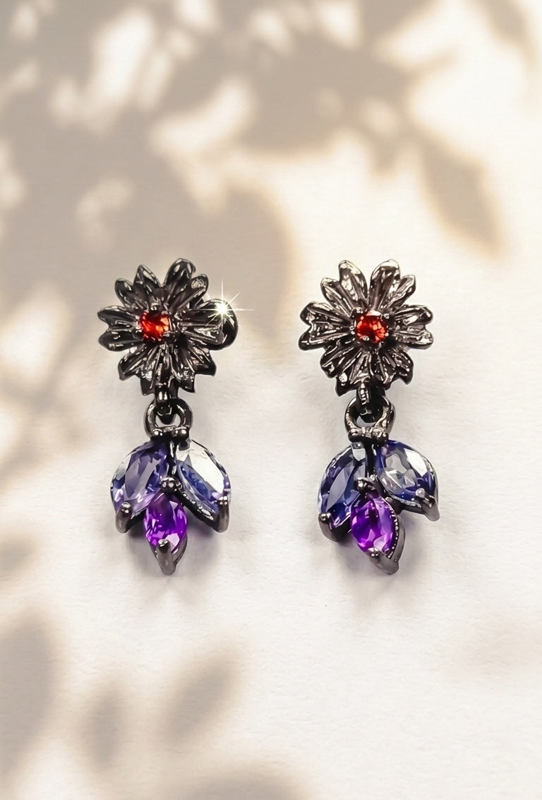 925 Silver Blue Iolite Earrings, worn view
