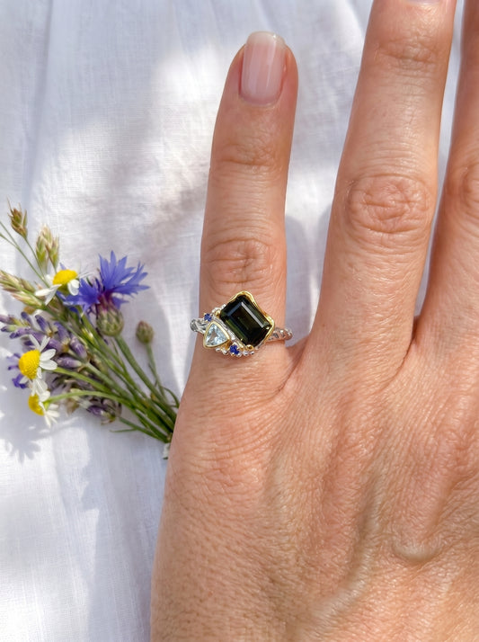 925 Sterling Silver Toi Et Moi Tourmaline Ring, alternate angle