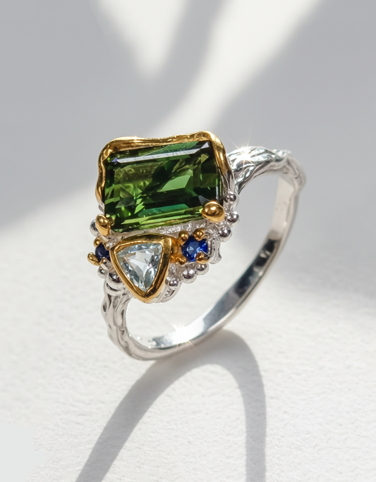 925 Sterling Silver Toi Et Moi Tourmaline Ring, main product image