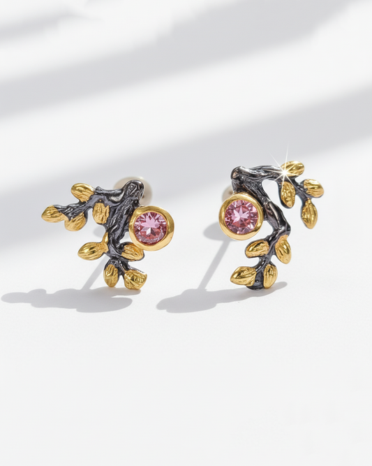 925 Silver Garnet Branch Earrings, main product image