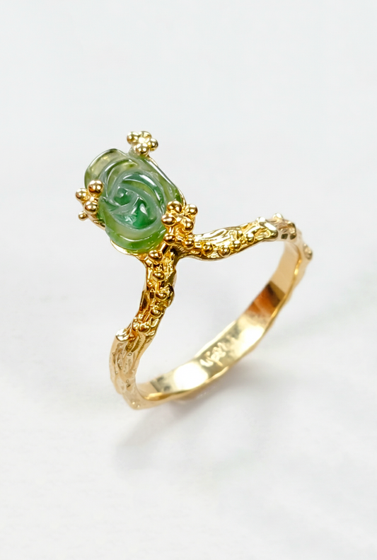 925 Silver Carved Flower Tourmaline Ring, main product image