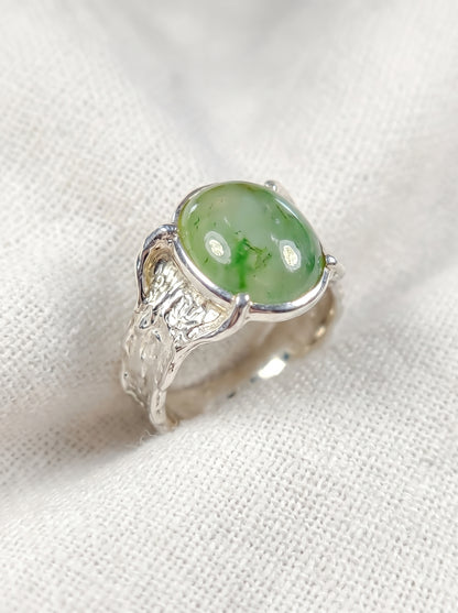 925 Sterling Silver Jade Ring, side view