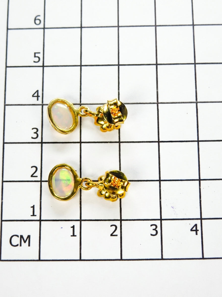 925 Silver Rainbow Opal Earrings, worn view
