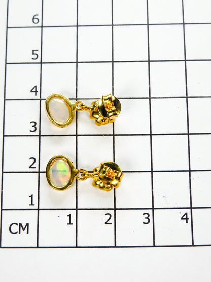 925 Silver Rainbow Opal Earrings, worn view