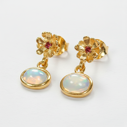 925 Silver Rainbow Opal Earrings, additional angle