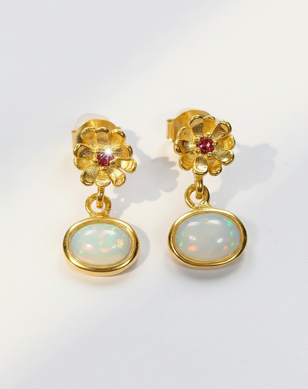 925 Silver Rainbow Opal Earrings, main product image