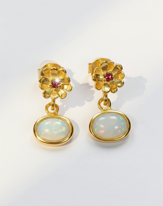 925 Silver Rainbow Opal Earrings, main product image