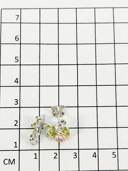 925 Silver Peridot Flower Earrings