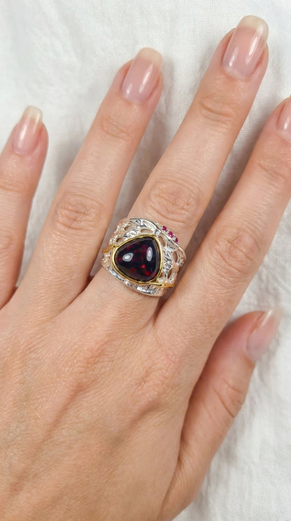 925 Silver Rainbow Opal Organic Ring