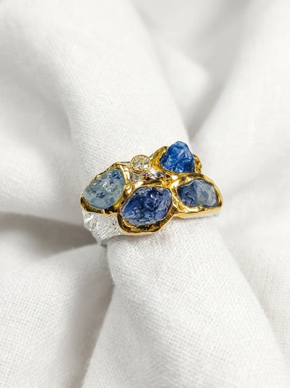 925 Sterling Silver Sapphire Leaf Ring, alternate angle, image 11