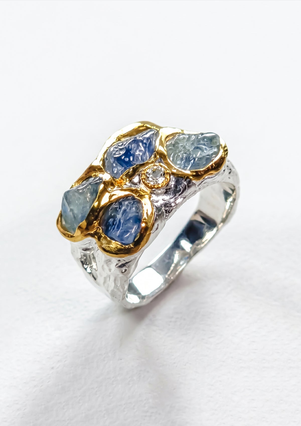 925 Sterling Silver Sapphire Leaf Ring, main product image