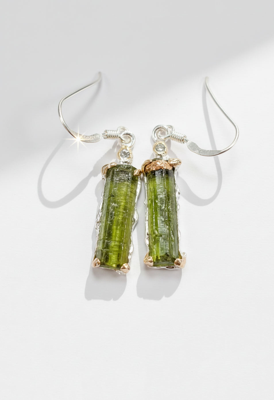925 Sterling Silver Raw Tourmaline Earrings, main product image