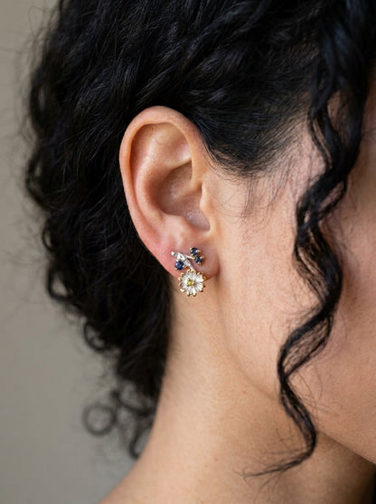 925 Silver Sapphire Flower Earrings