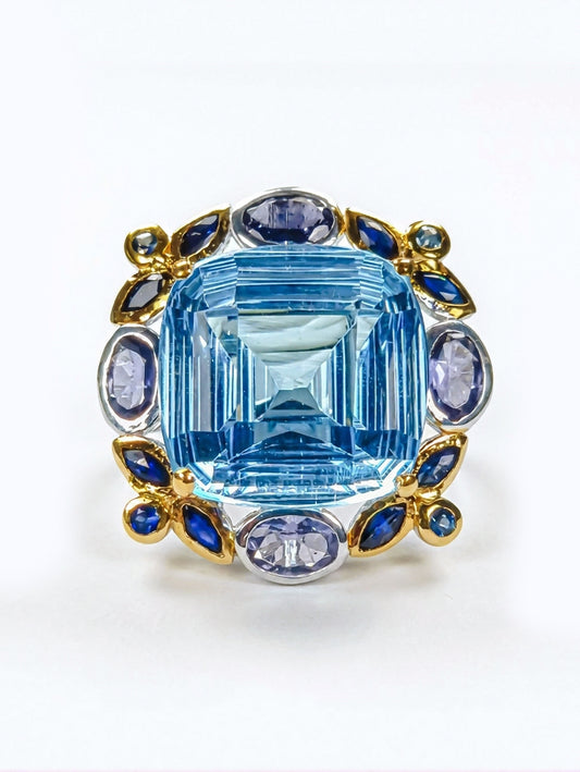 925 Silver Swiss Blue Topaz Ring