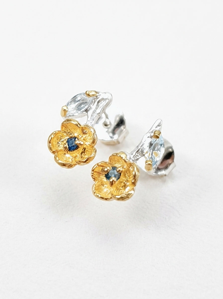 925 Silver Topaz Flower Earrings