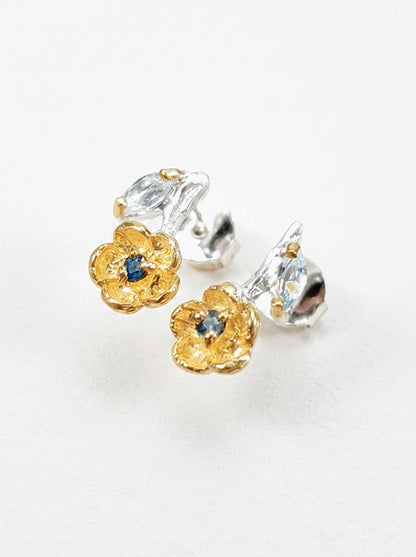 925 Silver Topaz Flower Earrings
