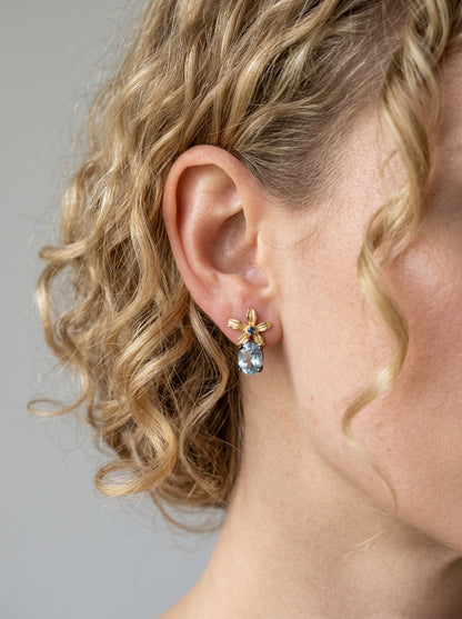 925 Silver Topaz Flower Earrings