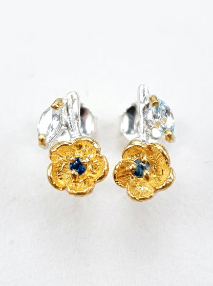 925 Silver Topaz Flower Earrings