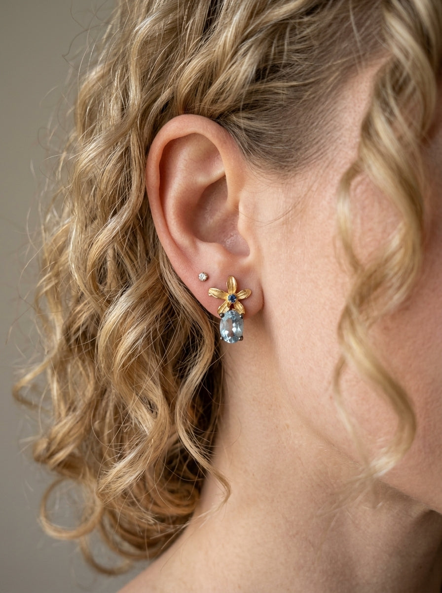 925 Silver Topaz Flower Earrings