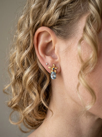 925 Silver Topaz Flower Earrings