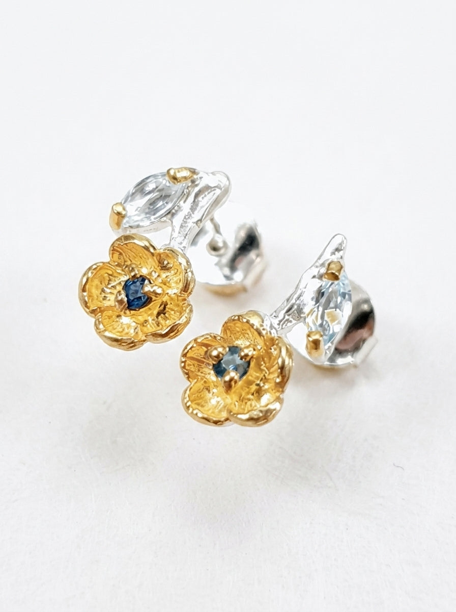 925 Silver Topaz Flower Earrings