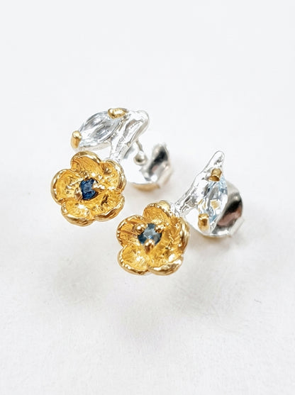925 Silver Topaz Flower Earrings