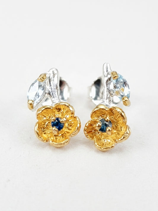 925 Silver Topaz Flower Earrings