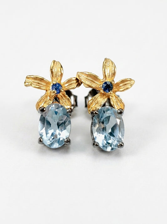 925 Silver Topaz Flower Earrings