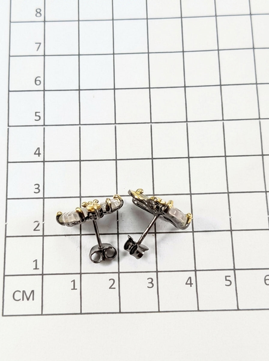 925 Silver Watermelon Tourmaline Butterfly Stud Earrings