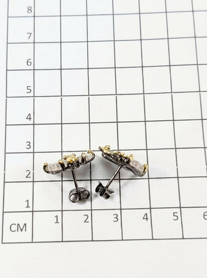 925 Silver Watermelon Tourmaline Butterfly Stud Earrings