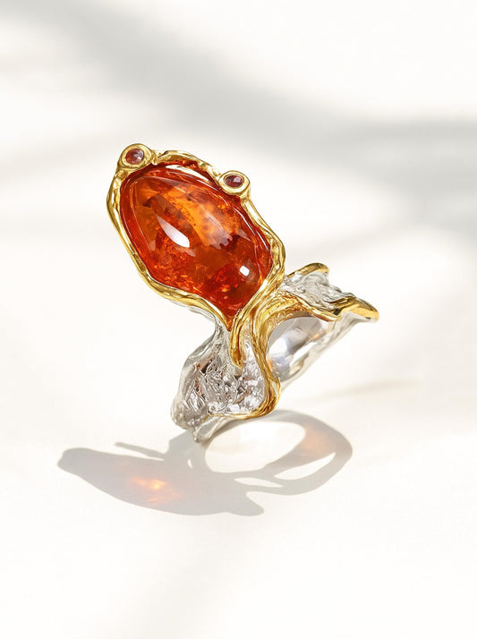 925 Sterling Silver Orange Gemstone Ring, main product image
