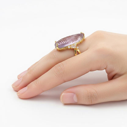 925 Sterling Silver Amethyst Ring, close-up detail