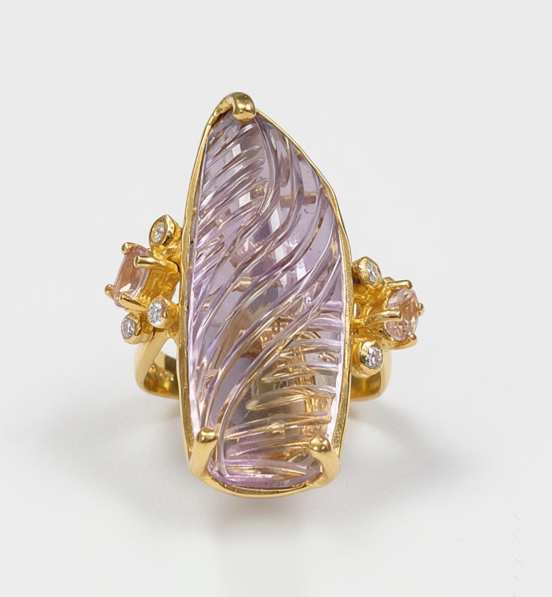 925 Sterling Silver Amethyst Ring, side view